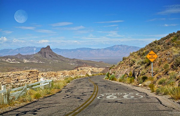 En vacker utsikt på roadtrip på Route 66